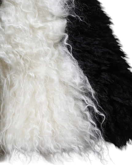 Dolce & Gabbana Black White Stripes Mohair Fur Bucket Hat