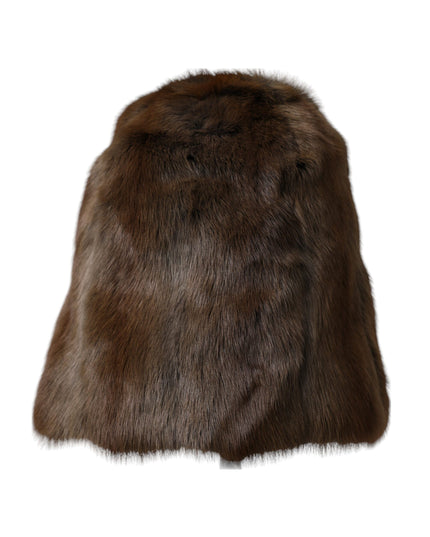 Dolce & Gabbana Brown Weasel Fur Womens Cashmere Hat Beanie