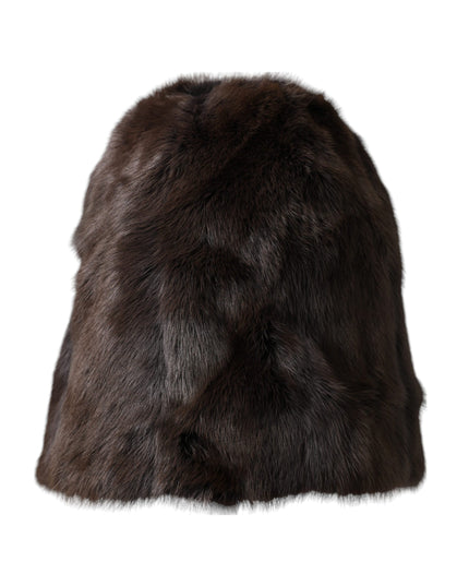 Dolce & Gabbana Brown Weasel Fur Womens Cashmere Hat Beanie