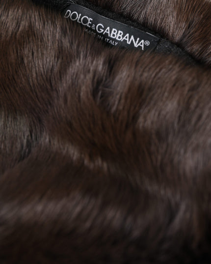 Dolce & Gabbana Brown Weasel Fur Womens Cashmere Hat Beanie
