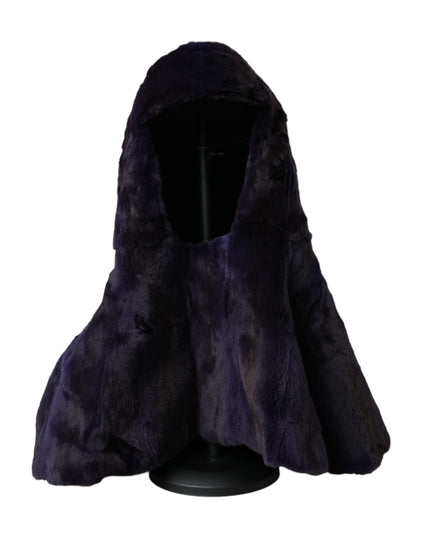 Dolce & Gabbana Black Weasel Fur Whole Head Wrap Hat