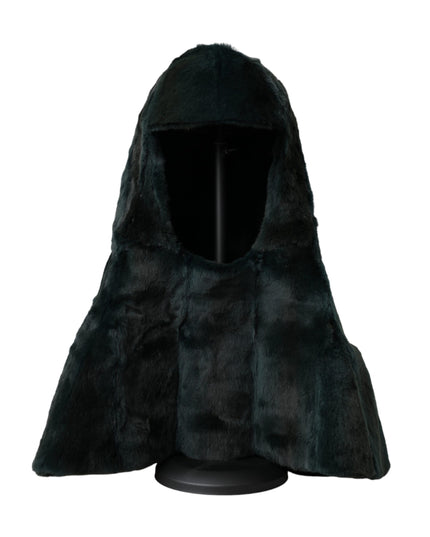 Dolce & Gabbana Black Weasel Fur Whole Head Wrap Hat