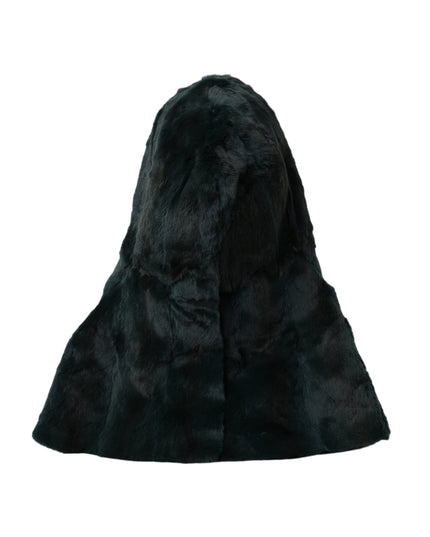 Dolce & Gabbana Black Weasel Fur Whole Head Wrap Hat