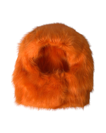 Dolce & Gabbana Orange Faux Fur Whole Head Wrap Hat
