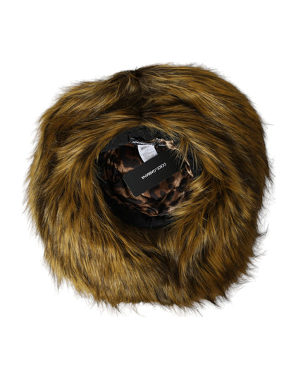 Dolce & Gabbana Brown Modacrylic Faux Fur Bucket Hat