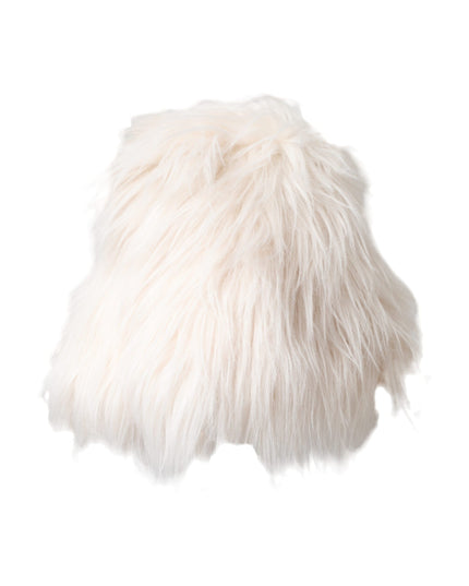 Dolce & Gabbana White Acrylic Fur Womens Bucket Hat