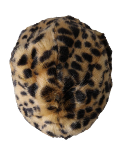 Dolce & Gabbana Brown Leopard Fur Women Bucket Hat