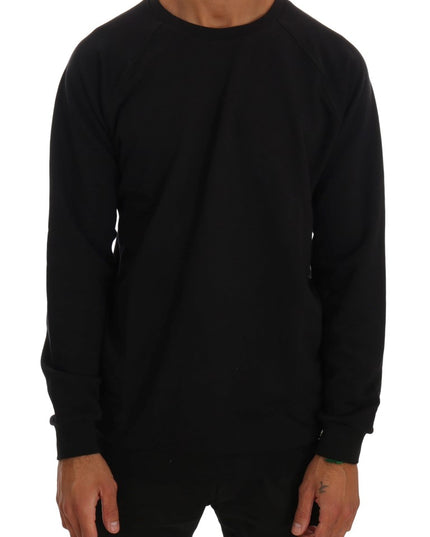 Daniele Alessandrini Black Crewneck Cotton Pullover Sweater