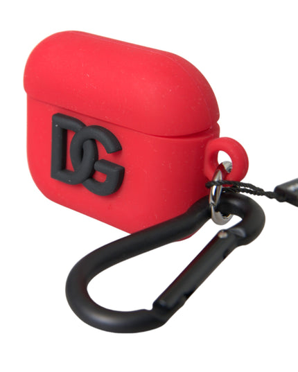 Dolce & Gabbana Red Silicone Rubber Logo Embossed Airpods Case