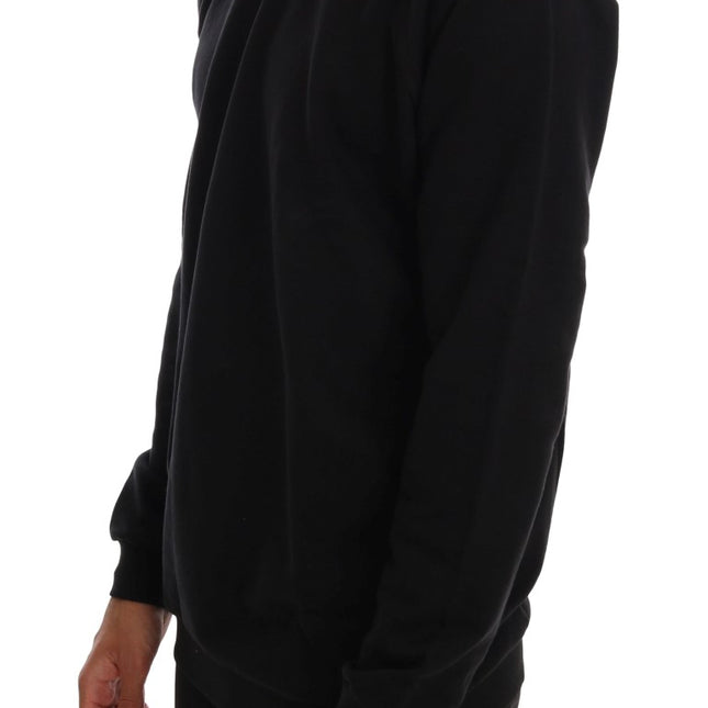 Daniele Alessandrini Black Crewneck Cotton Pullover Sweater