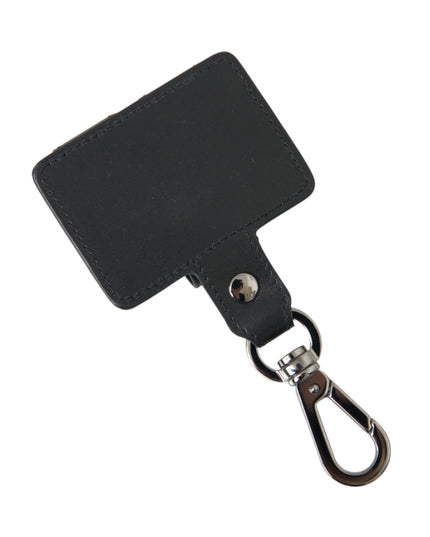 Dolce & Gabbana Black Plain Leather Silver Metal Airpods Case