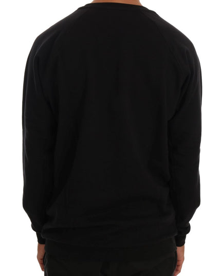 Daniele Alessandrini Black Crewneck Cotton Pullover Sweater