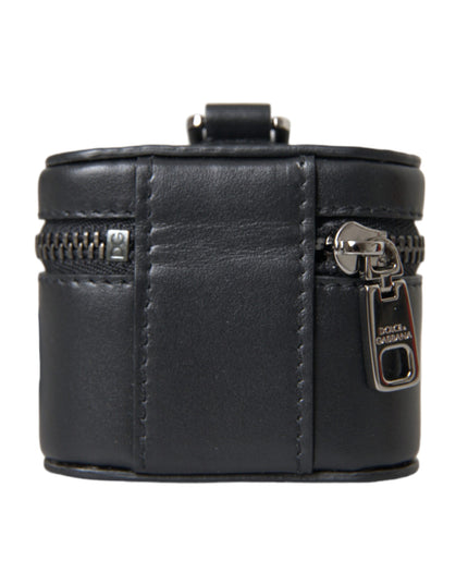 Dolce & Gabbana Black DG Logo Leather Silver Metal Airpods Case