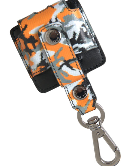 Dolce & Gabbana Multicolor Camouflage Print Leather Metal Airpods Case