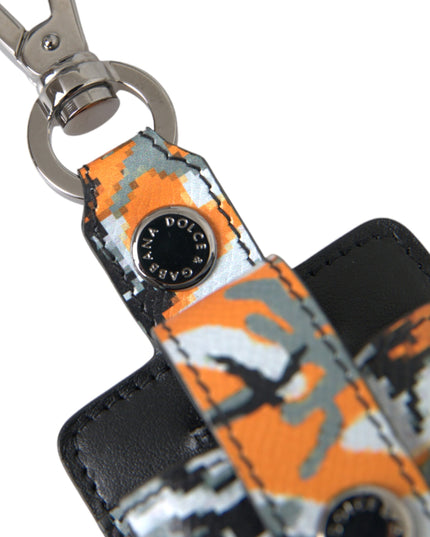 Dolce & Gabbana Multicolor Camouflage Print Leather Metal Airpods Case