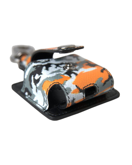 Dolce & Gabbana Multicolor Camouflage Print Leather Metal Airpods Case
