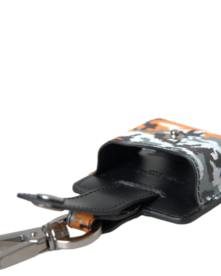 Dolce & Gabbana Multicolor Camouflage Print Leather Metal Airpods Case