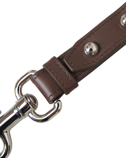 Dolce & Gabbana Brown Plain Leather Silver Brass Keyring Holder Keychain