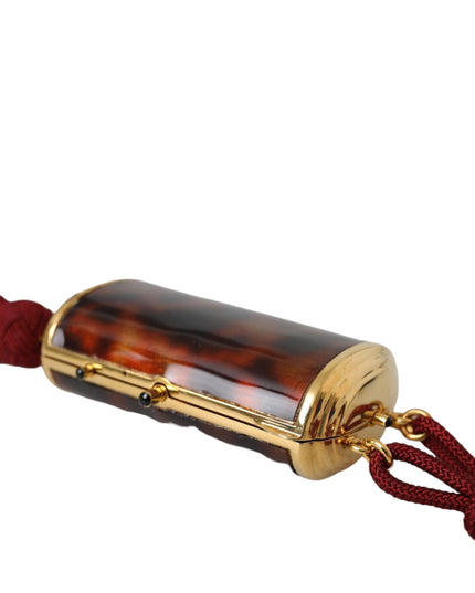 Dolce & Gabbana Brown Leopard Mini Mirror Tassel Make Up Holder Bag