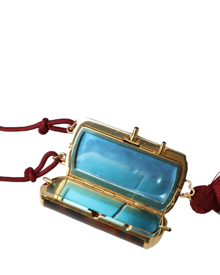 Dolce & Gabbana Brown Leopard Mini Mirror Tassel Make Up Holder Bag