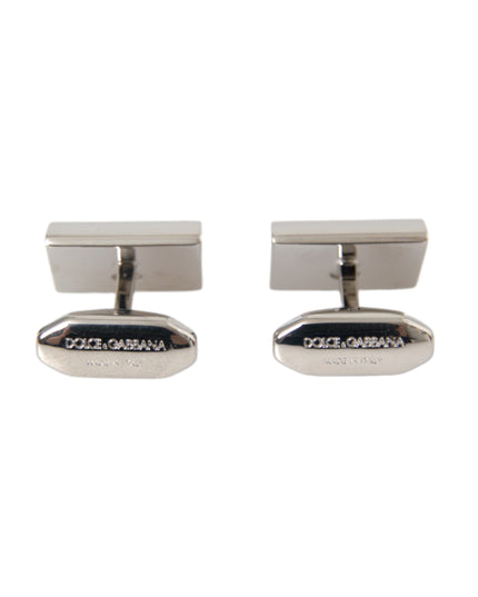 Dolce & Gabbana Silver Plated Metal Brass DG Logo Pin Cufflinks