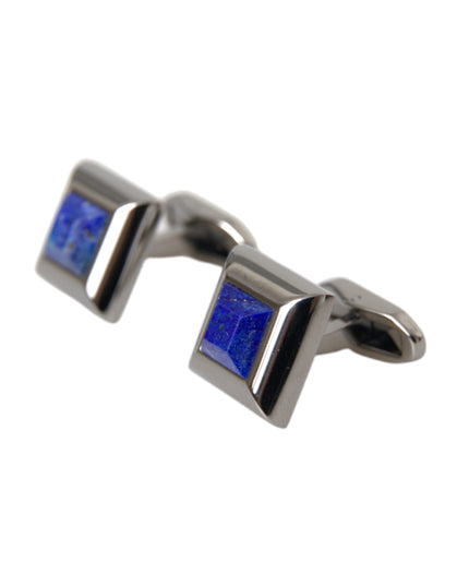 Dolce & Gabbana Silver Plated Brass Pin Crystal Cufflinks