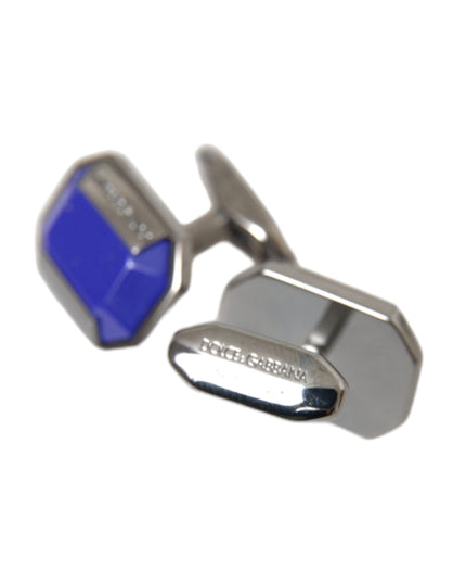 Dolce & Gabbana Silver Plated Brass Pin Crystal Cufflinks