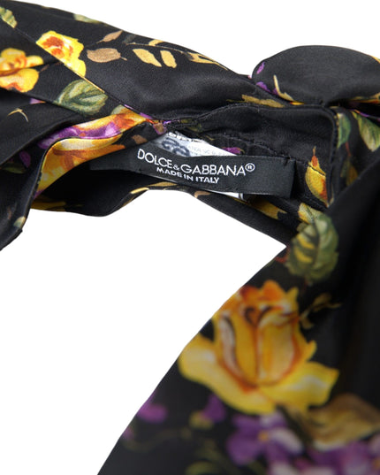 Dolce & Gabbana Black Floral Applique Silk Women Headband Diadem