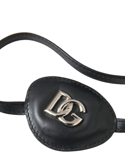 Dolce & Gabbana Black Calfskin Leather Metal DG Logo Eye Patch