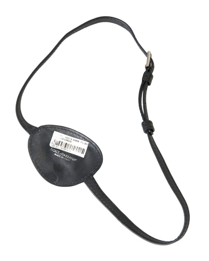 Dolce & Gabbana Black Calfskin Leather Metal DG Logo Eye Patch