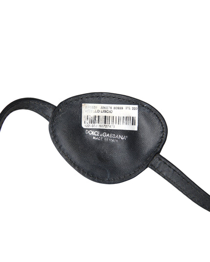 Dolce & Gabbana Black Calfskin Leather Metal DG Logo Eye Patch