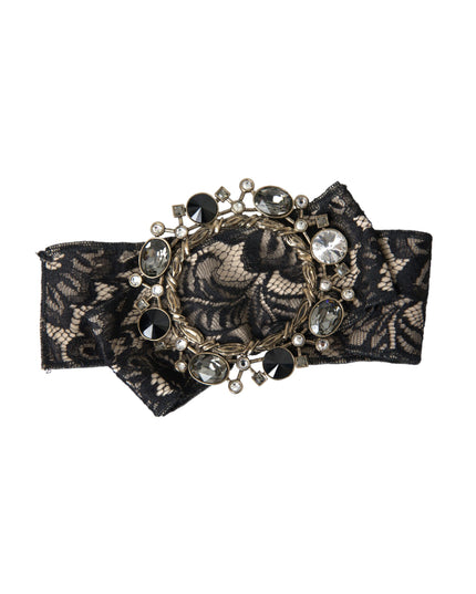 Dolce & Gabbana Black Lace Crystal Handmade Brooch Hair Pin