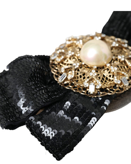 Dolce & Gabbana Black Sequin Pearl Handmade Brooch Hair Pin
