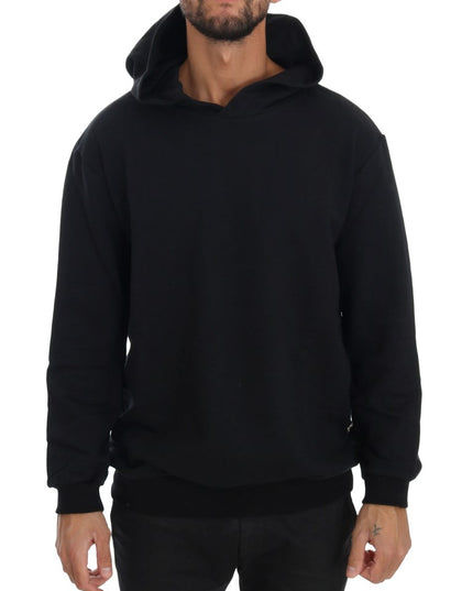 Daniele Alessandrini Black Gym Casual Hooded Cotton Sweater
