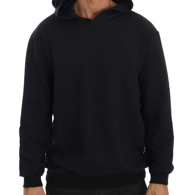 Daniele Alessandrini Black Gym Casual Hooded Cotton Sweater