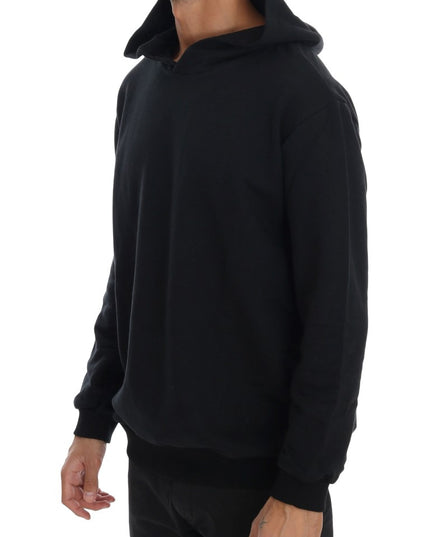 Daniele Alessandrini Black Gym Casual Hooded Cotton Sweater