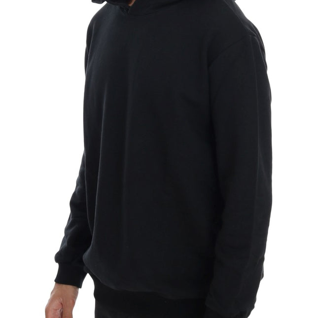 Daniele Alessandrini Black Gym Casual Hooded Cotton Sweater