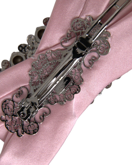 Dolce & Gabbana Pink Satin Crystal Jewelry Brooch Hair Pin