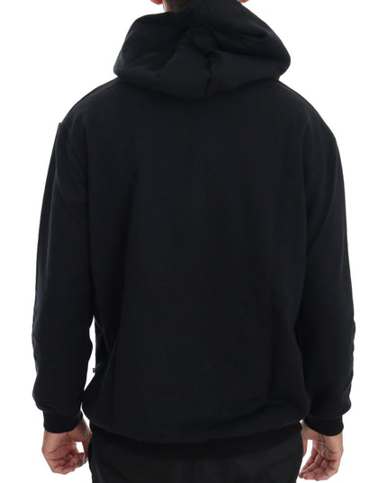 Daniele Alessandrini Black Gym Casual Hooded Cotton Sweater