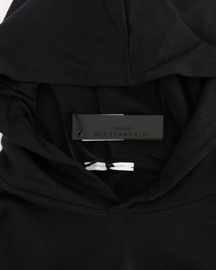 Daniele Alessandrini Black Gym Casual Hooded Cotton Sweater