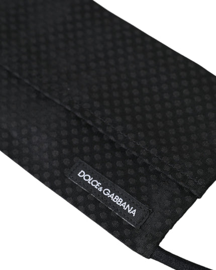 Dolce & Gabbana Black 100% Silk Adjustable Necktie Face Mask