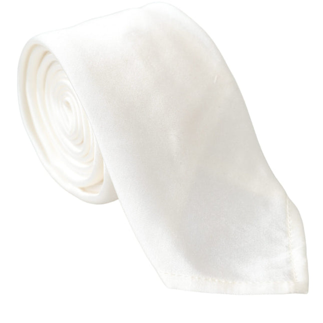 Dolce & Gabbana White Silk Blend Adjustable Tie Men