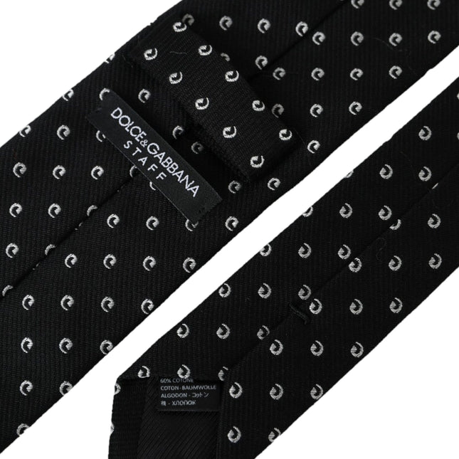 Dolce & Gabbana Black Logo Cotton Blend Adjustable Tie