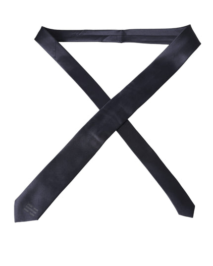 Dolce & Gabbana Blue Solid Silk Adjustable Tie Men