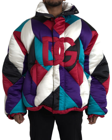 Dolce & Gabbana Multicolor Logo Windbreaker Puffer Jacket