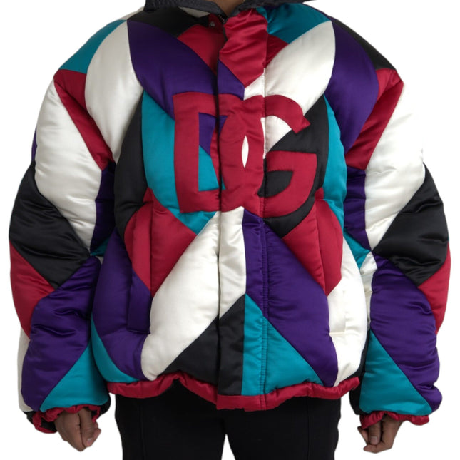 Dolce & Gabbana Multicolor Logo Windbreaker Puffer Jacket