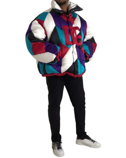 Dolce & Gabbana Multicolor Logo Windbreaker Puffer Jacket
