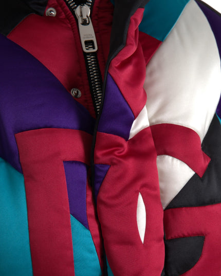 Dolce & Gabbana Multicolor Logo Windbreaker Puffer Jacket