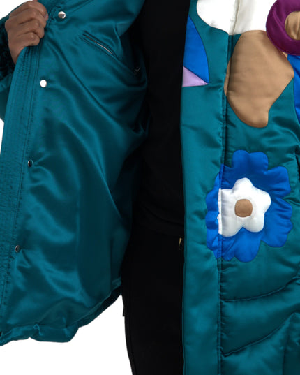 Dolce & Gabbana Multicolor Floral Windbreaker Puffer Jacket