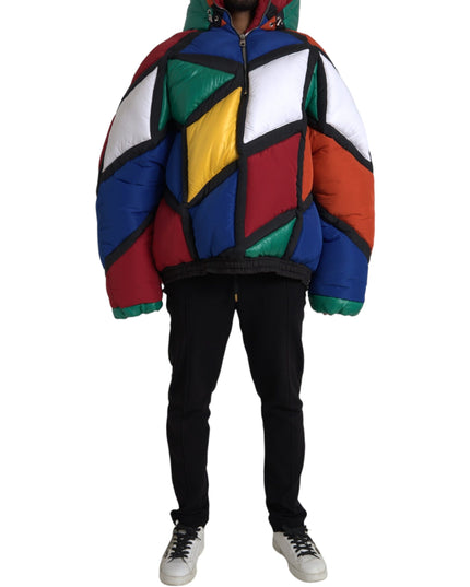 Dolce & Gabbana Multicolor Quilted Hooded Puffer Jacket